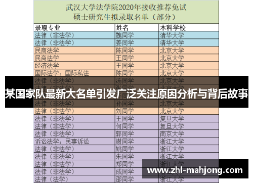 某国家队最新大名单引发广泛关注原因分析与背后故事